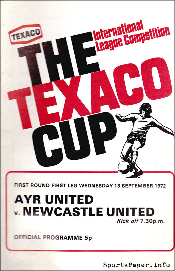 English Football Program: Newcastle United vs. Ayr United (September 13, 1972)