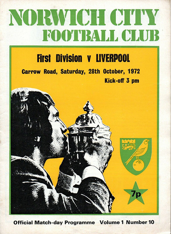 English Football Program: Norwich City vs. Liverpool (October 28, 1972)