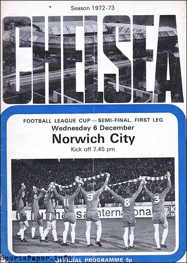English Football Program: Chelsea vs. Norwich City (December 6, 1972)