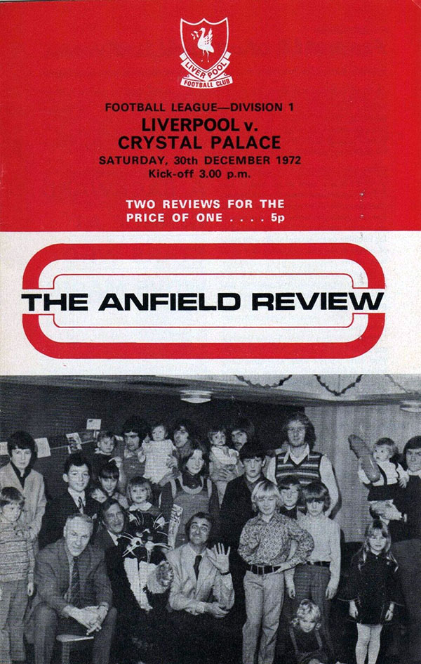 English Football Program: Liverpool vs. Crystal Palace (December 30, 1972)