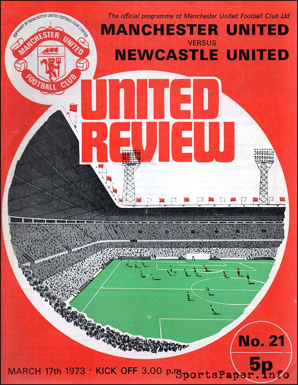 English Football Program: Manchester United vs. Newcastle United (March 17, 1973)