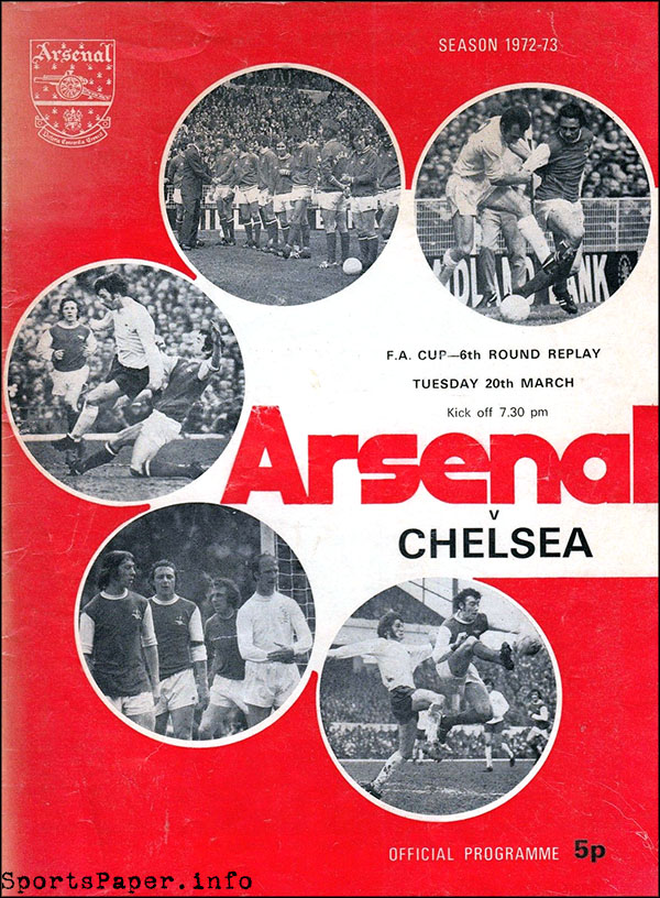 English Football Program: Arsenal vs. Chelsea (March 20, 1973)