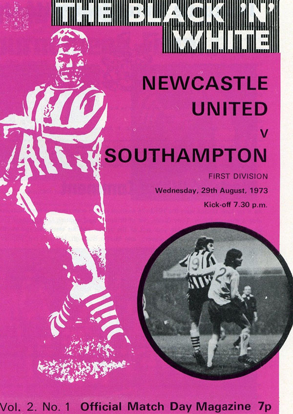 English Football Program: Newcastle United vs. Southampton (August 29, 1973)