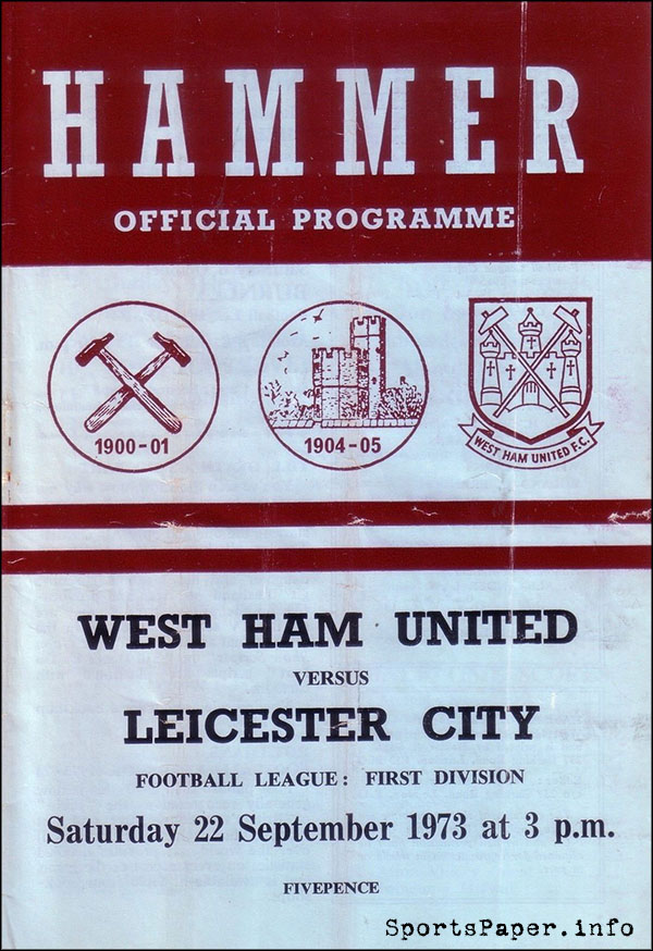 English Football Program: West Ham United vs. Leicester City (September 22, 1973)