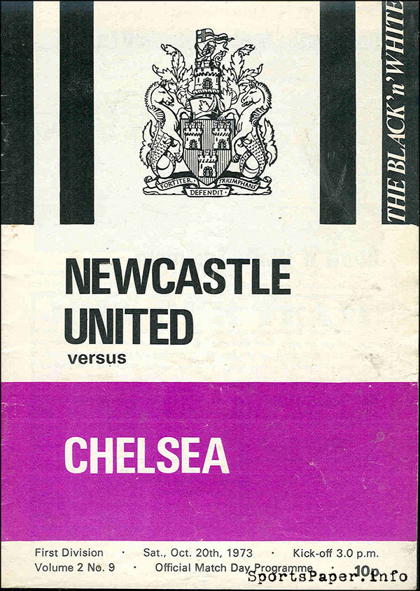 English Football Program: Newcastle United vs. Chelsea (October 20, 1973)