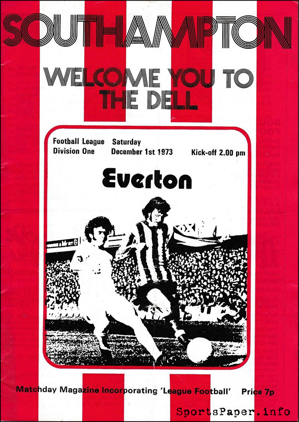 English Football Program: Southampton vs. Everton (December 1, 1973)