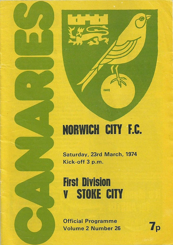 English Football Program: Norwich City vs. Stoke City (March 23, 1974)
