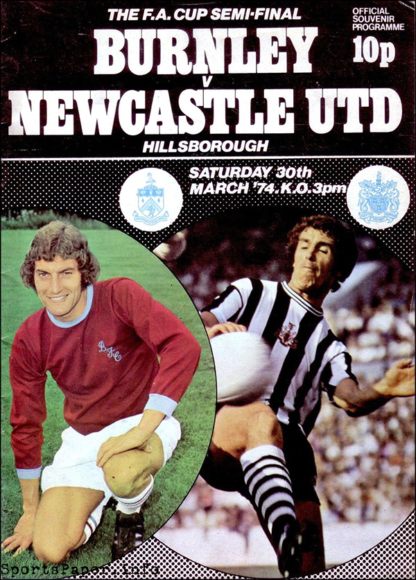 English Football Program: Burnley vs. Newcastle United (March 30, 1974)