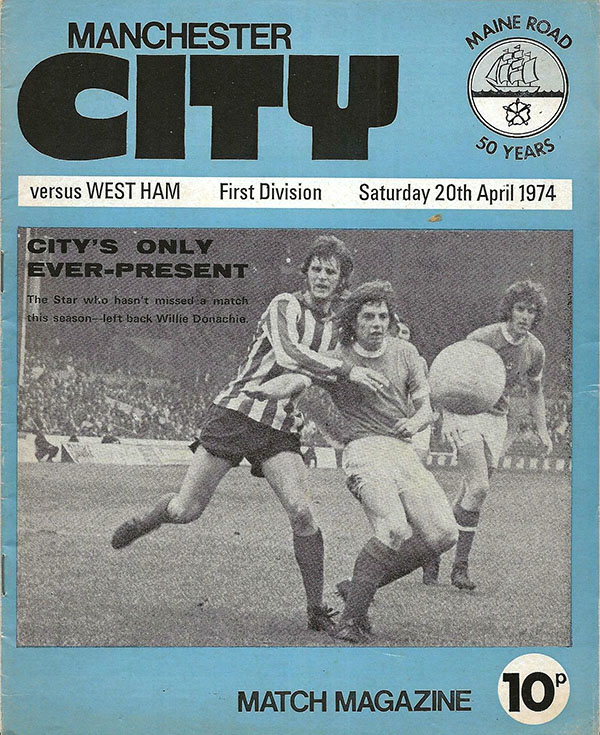 English Football Program: Manchester City vs. West Ham United (April 20, 1974)