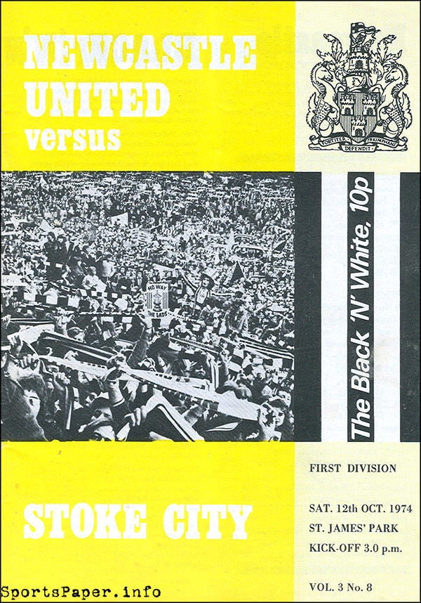 English Football Program: Newcastle United vs. Stoke City (October 12, 1974)