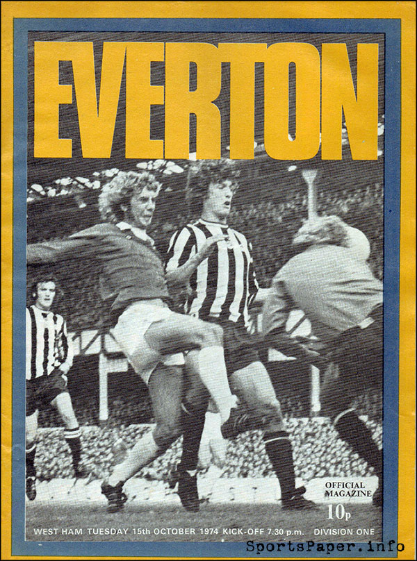 English Football Program: Everton vs. West Ham United (October 15, 1974)