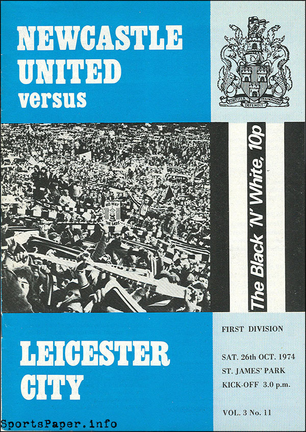 English Football Program: Newcastle United vs. Leicester City (October 26, 1974)