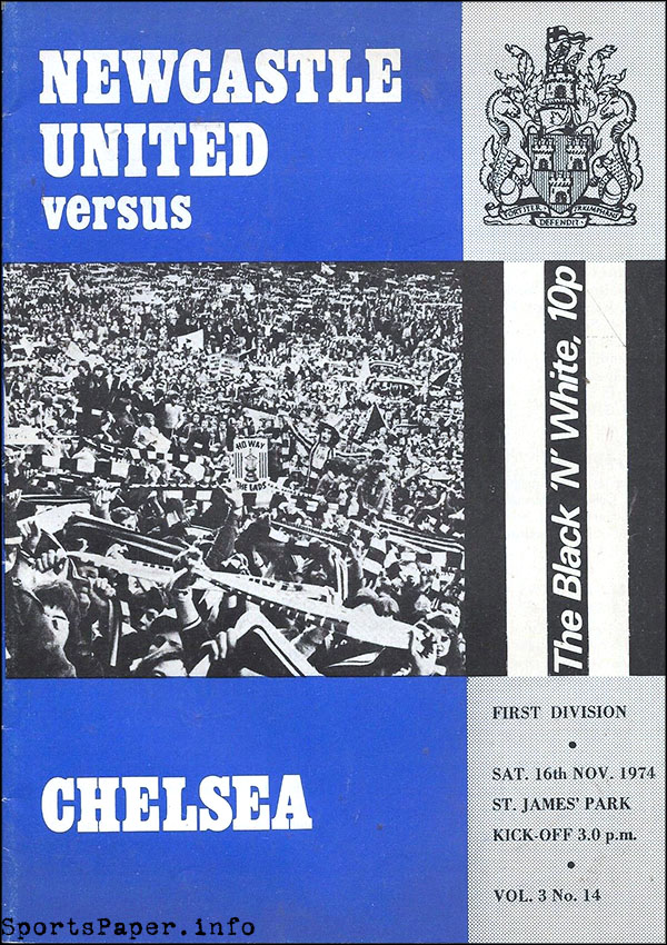 English Football Program: Newcastle United vs. Chelsea (November 16, 1974)