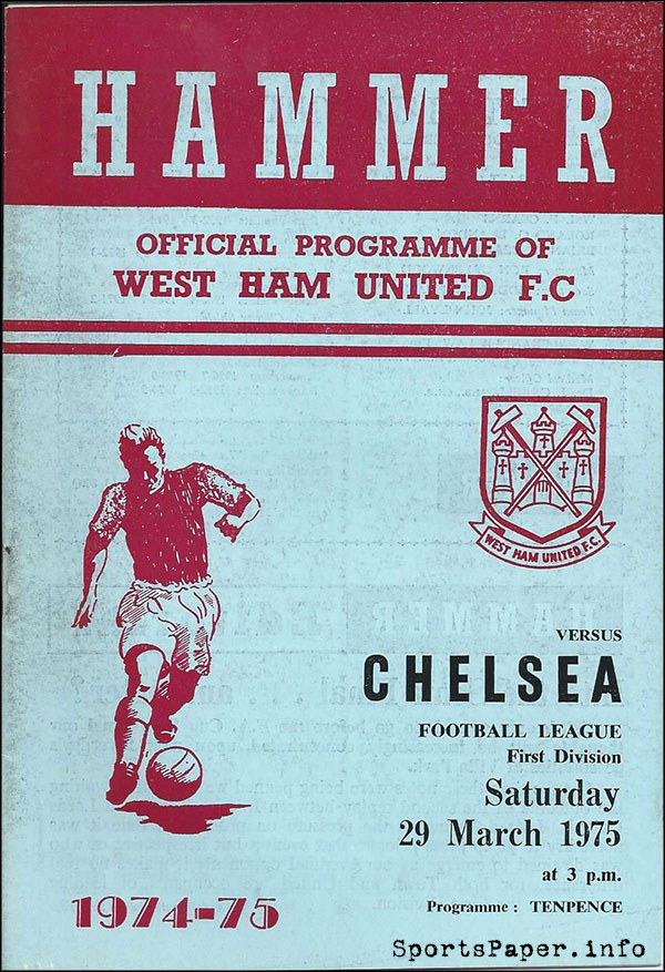 English Football Program: West Ham United vs. Chelsea (March 29, 1975)