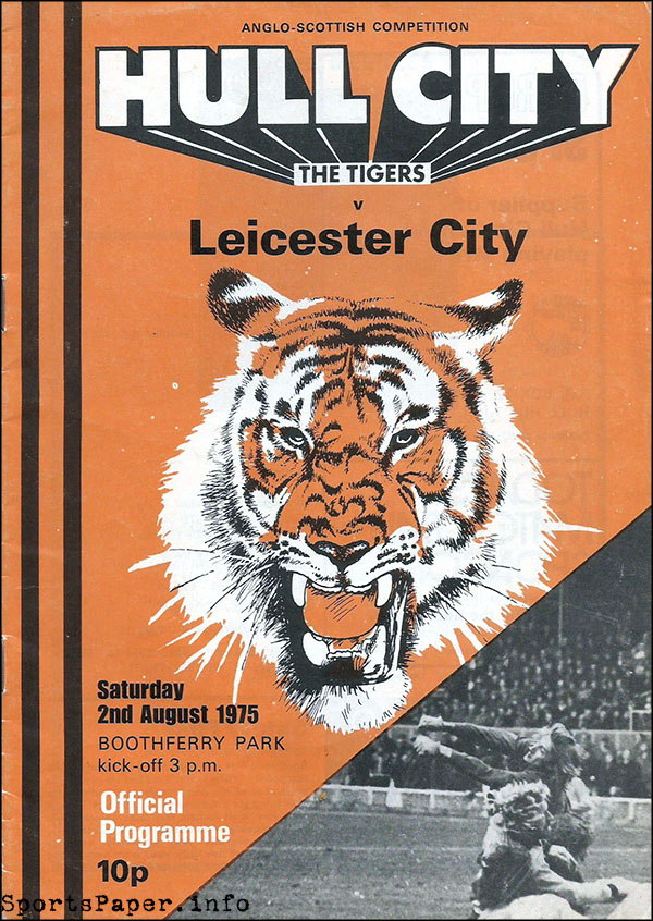 English Football Program: Hull City vs. Leicester City (August 2, 1975)