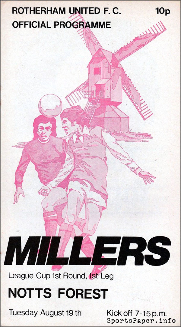 English Football Program: Rotherham United vs. Nottingham Forest (August 19, 1975)