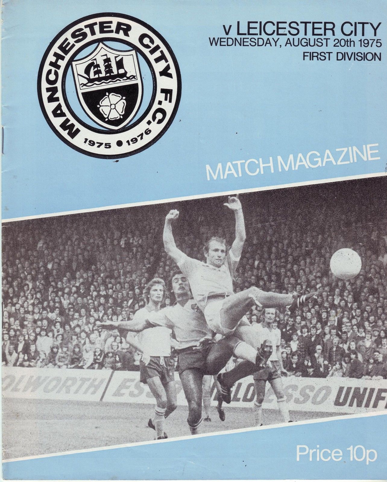 English Football Program: Manchester City vs. Leicester City (August 20, 1975)