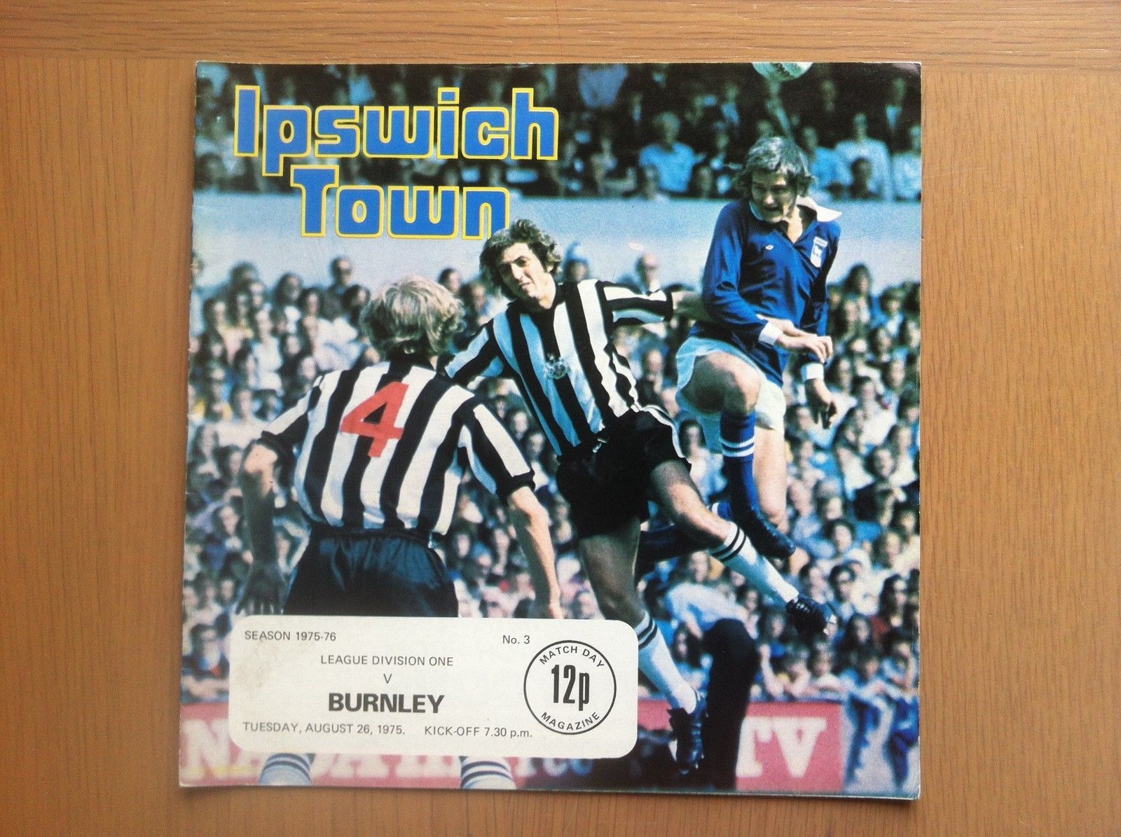 English Football Program: Ipswich Town vs. Burnley (August 26, 1975)