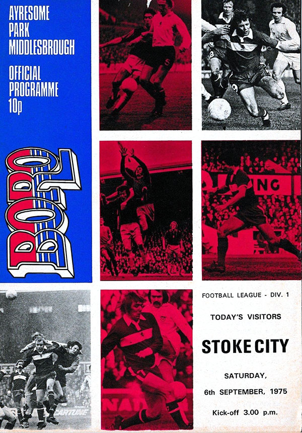English Football Program: Middlesbrough vs. Stoke City (September 6, 1975)