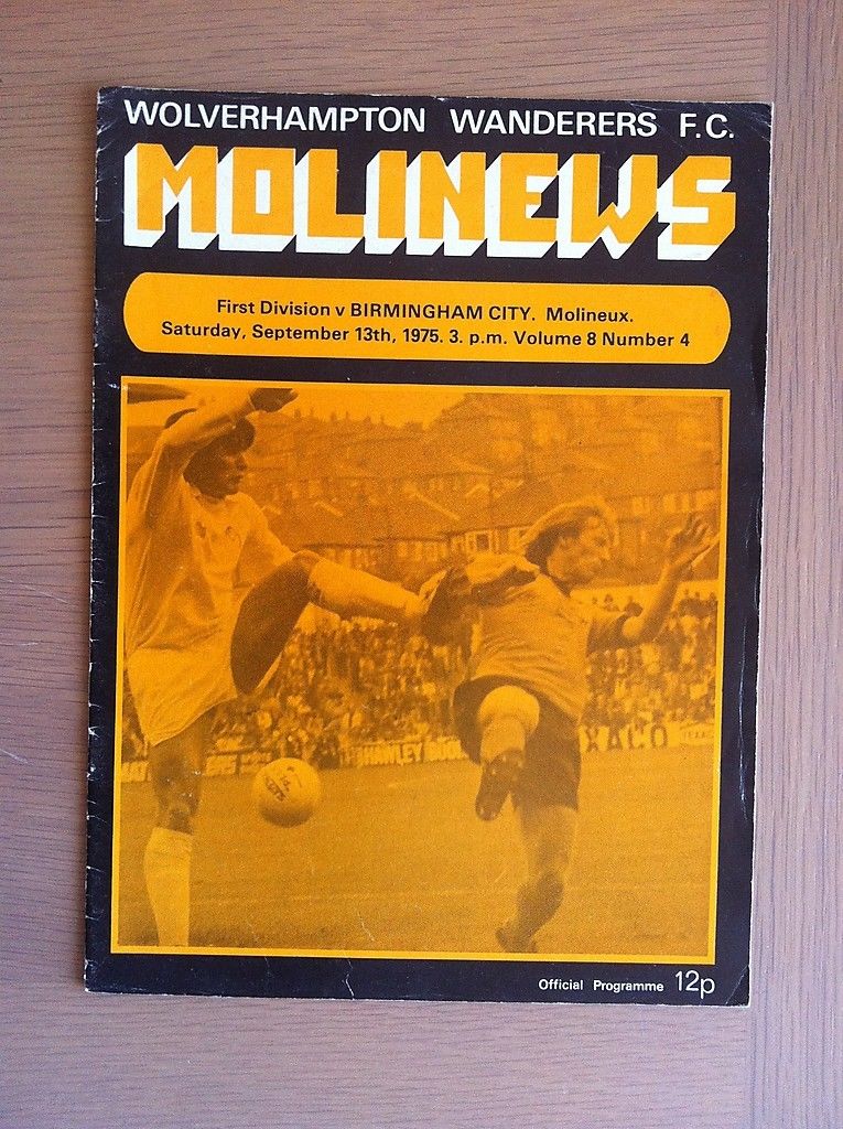 English Football Program: Wolverhampton Wanderers vs. Birmingham City (September 13, 1975)