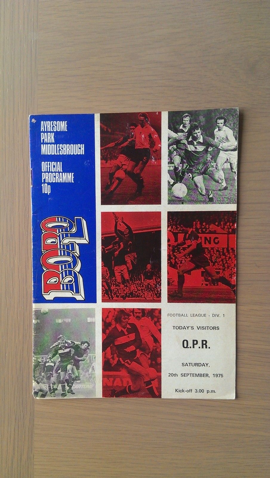 English Football Program: Middlesbrough vs. Queens Park Rangers (September 20, 1975)