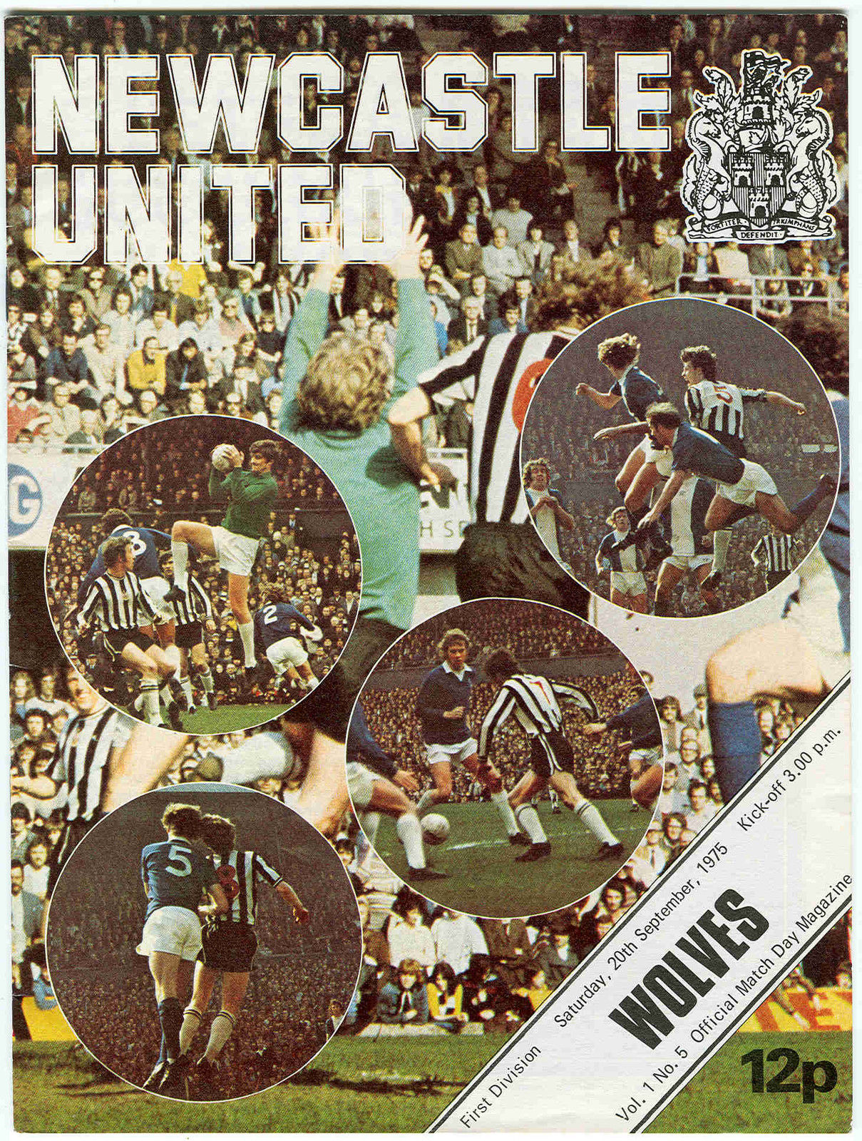 English Football Program: Newcastle United vs. Wolverhampton Wanderers (September 20, 1975)