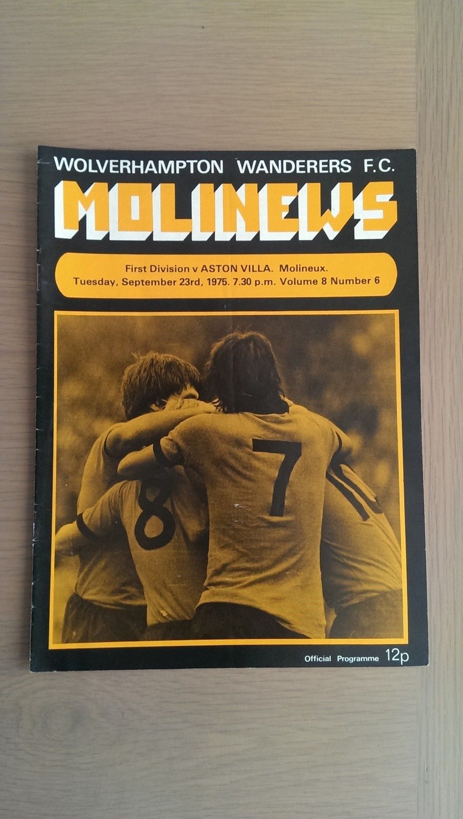 English Football Program: Wolverhampton Wanderers vs. Aston Villa (September 23, 1975)