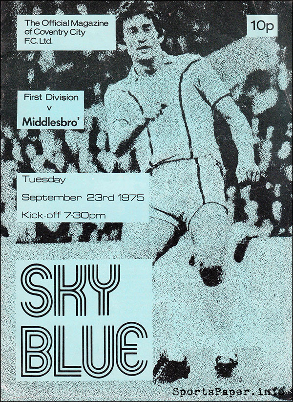 English Football Program: Coventry City vs. Middlesbrough (September 23, 1975)