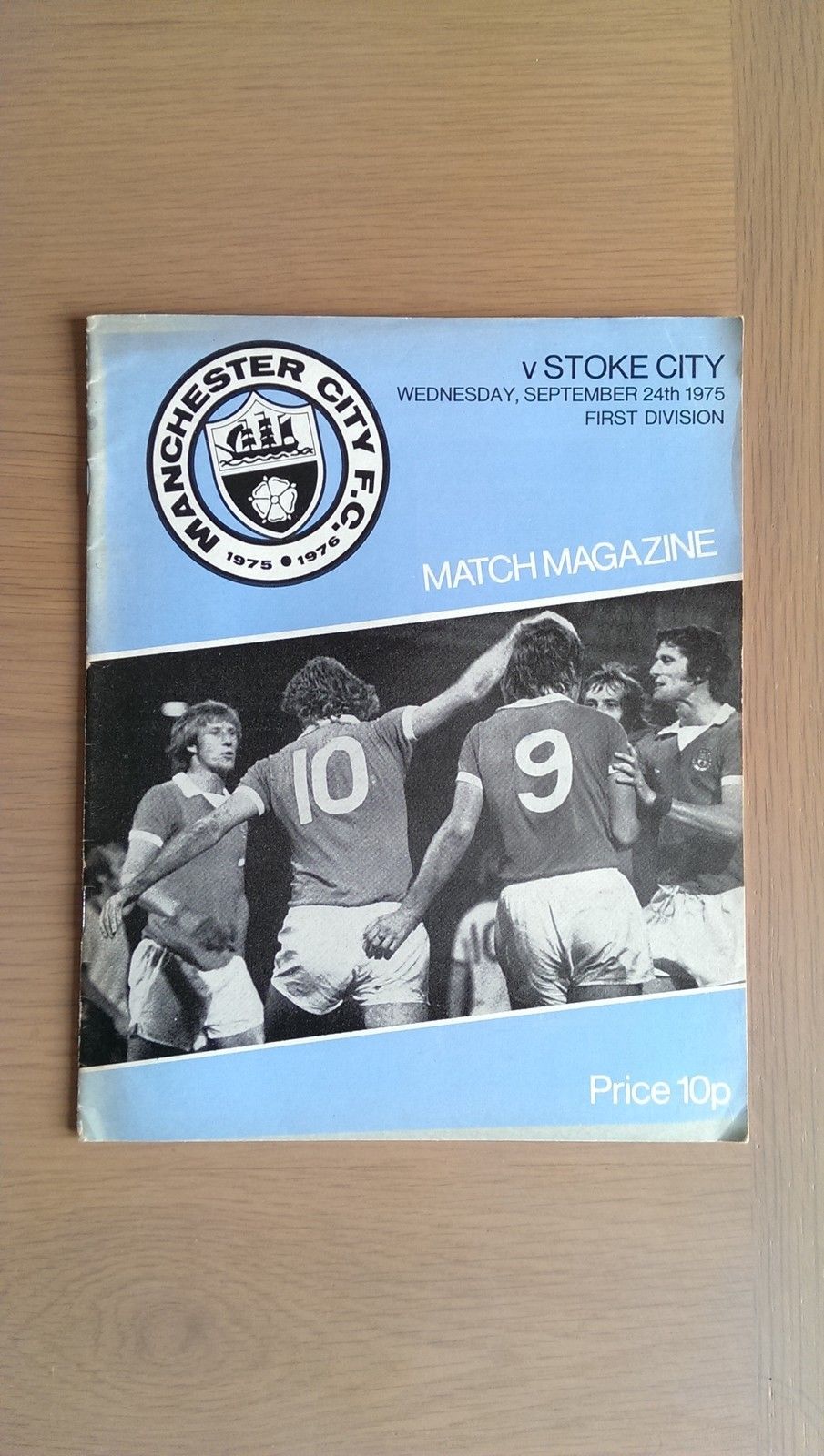 English Football Program: Manchester City vs. Stoke City (September 24, 1975)