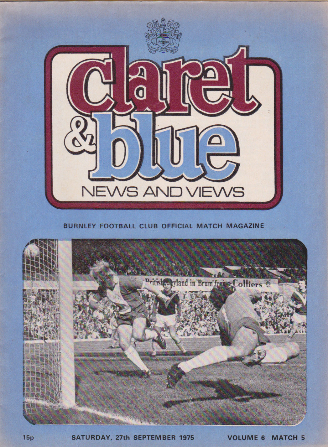 English Football Program: Burnley vs. Leeds United (September 27, 1975)
