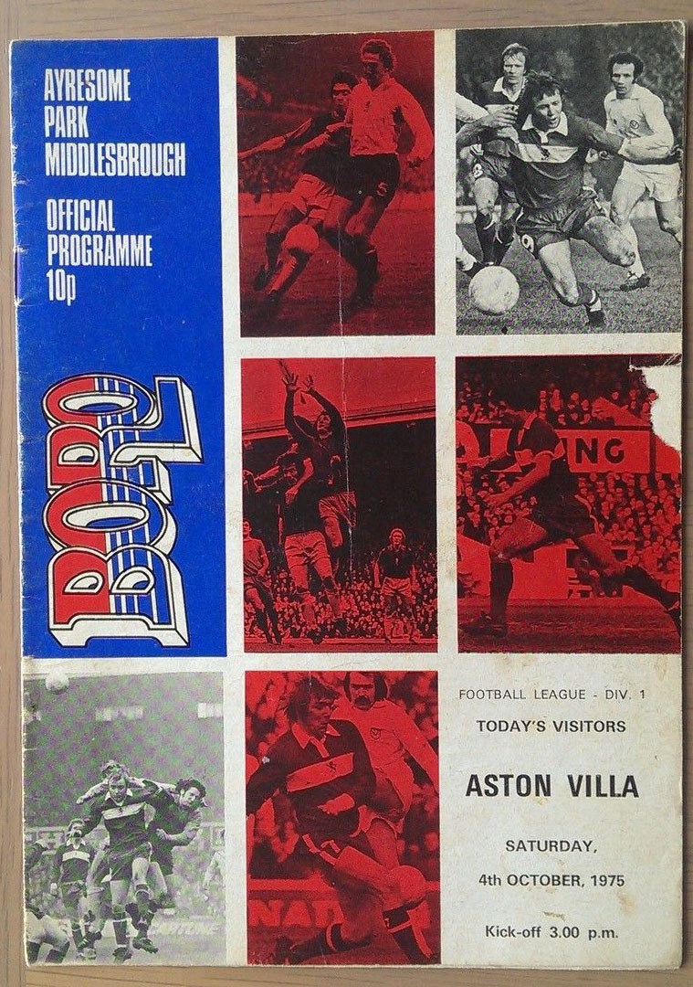 English Football Program: Middlesbrough vs. Aston Villa (October 4, 1975)