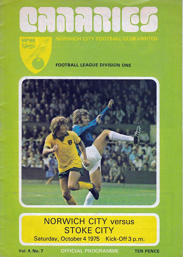 English Football Program: Norwich City vs. Stoke City (October 4, 1975)