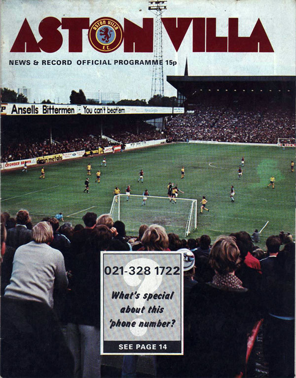English Football Program: Aston Villa vs. Manchester United (October 8, 1975)