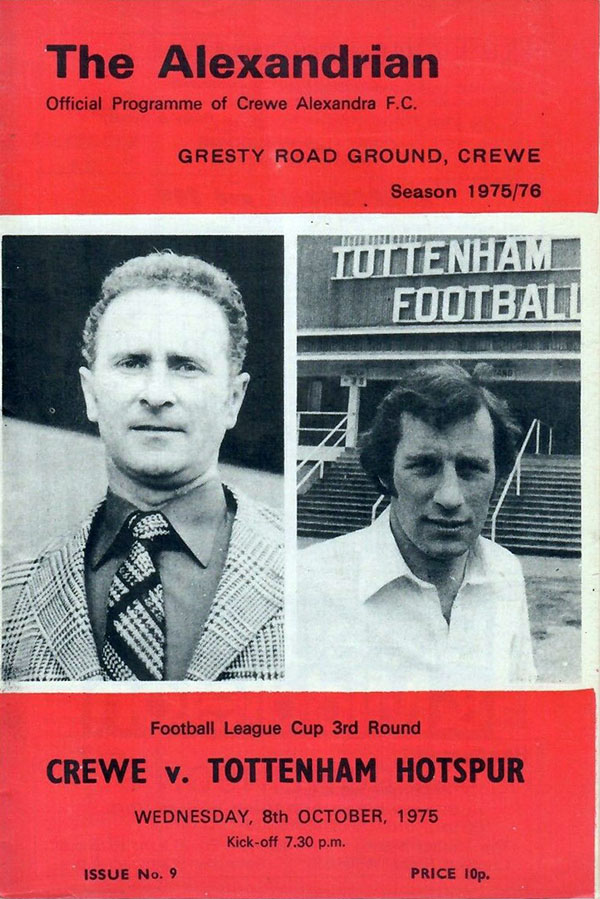 English Football Program: Crewe Alexandra vs. Tottenham Hotspur (October 8, 1975)