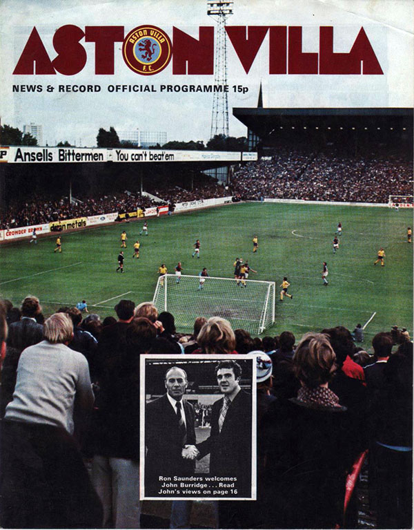 English Football Program: Aston Villa vs. Tottenham Hotspur (October 11, 1975)