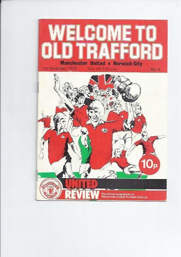 English Football Program: Manchester United vs. Norwich City (November 1, 1975)