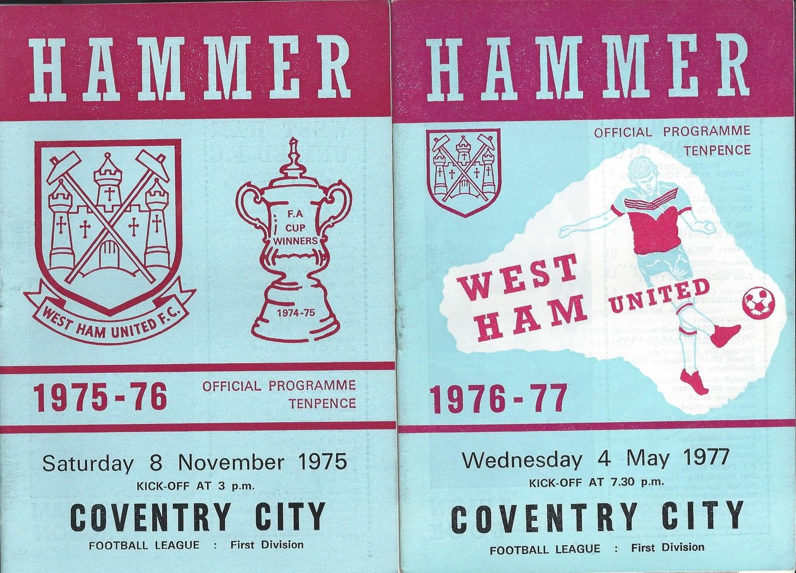 English Football Program: West Ham United vs. Coventry City (November 8, 1975)