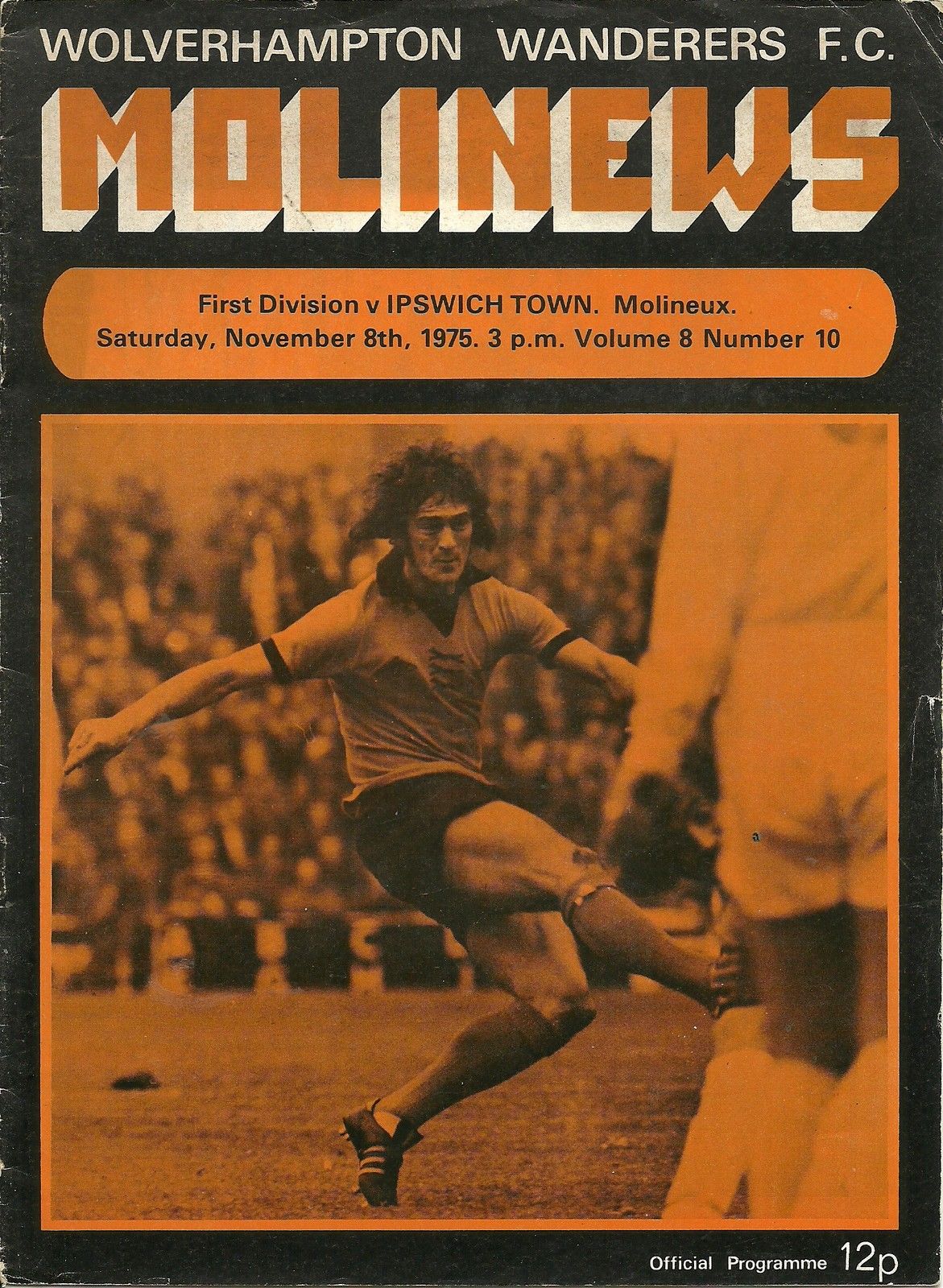 English Football Program: Wolverhampton Wanderers vs. Ipswich Town (November 8, 1975)