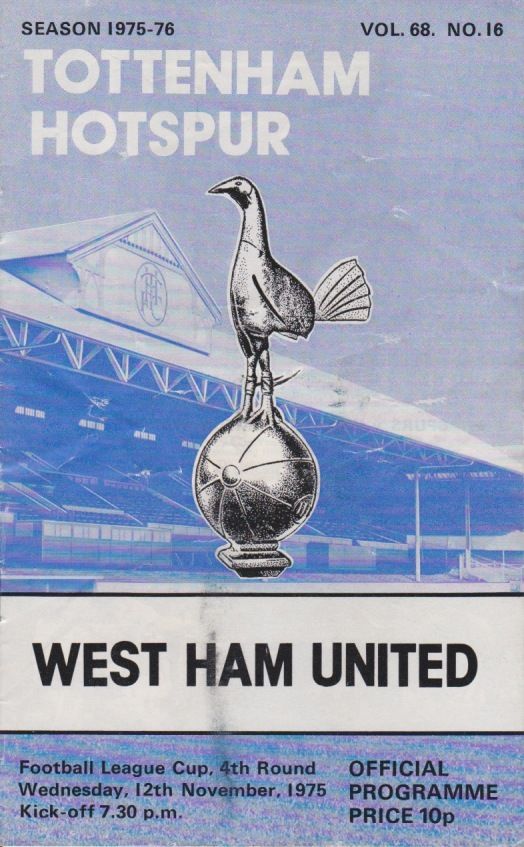 English Football Program: Tottenham Hotspur vs. West Ham United (November 12, 1975)