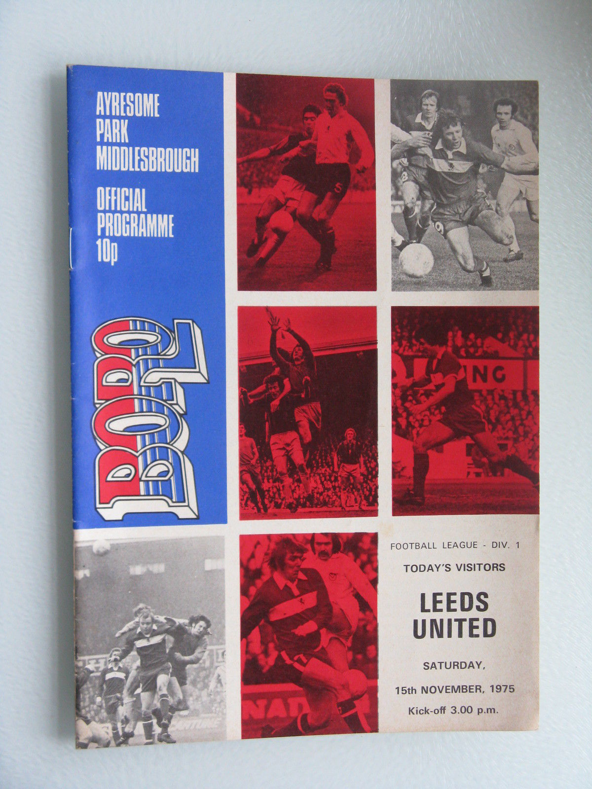 English Football Program: Middlesbrough vs. Leeds United (November 15, 1975)