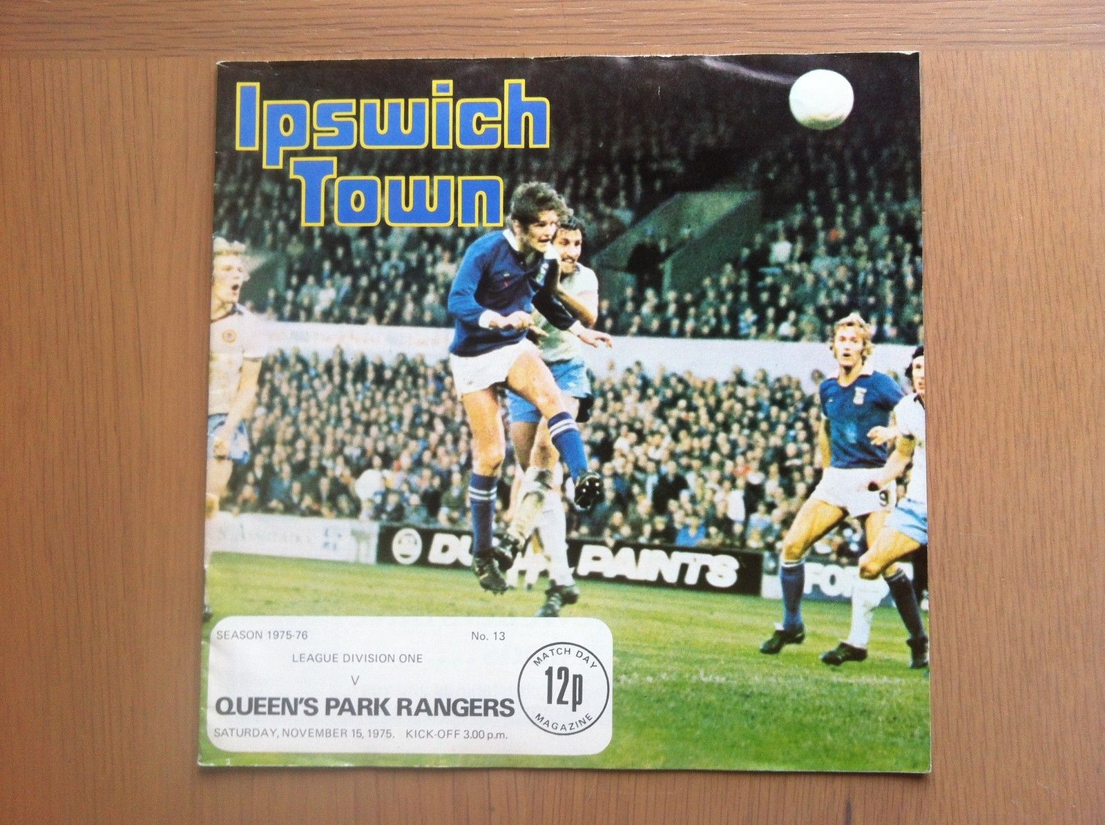 English Football Program: Ipswich Town vs. Queens Park Rangers (November 15, 1975)