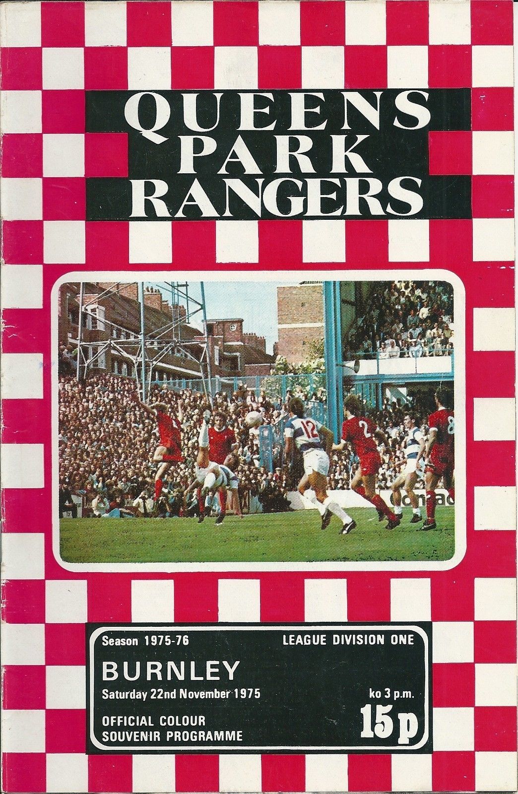 English Football Program: Queens Park Rangers vs. Burnley (November 22, 1975)