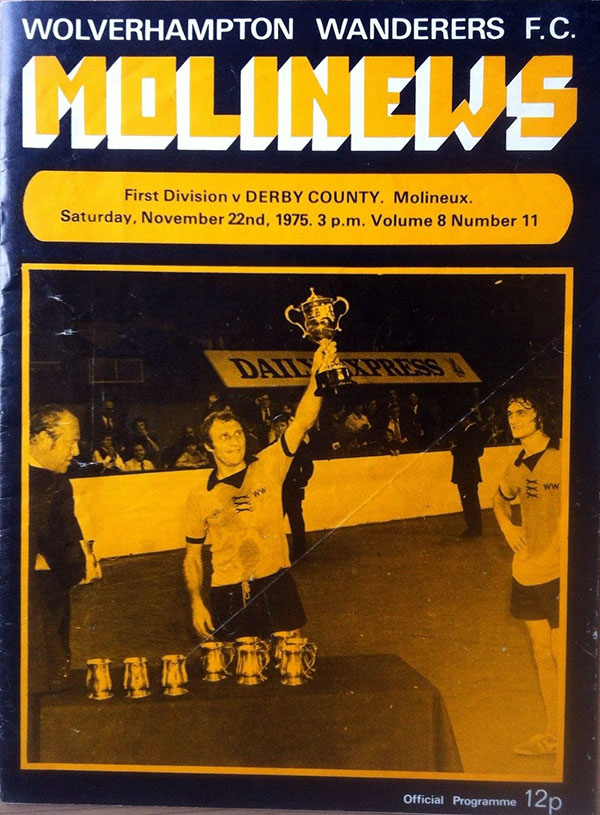 English Football Program: Wolverhampton Wanderers vs. Derby County (November 22, 1975)