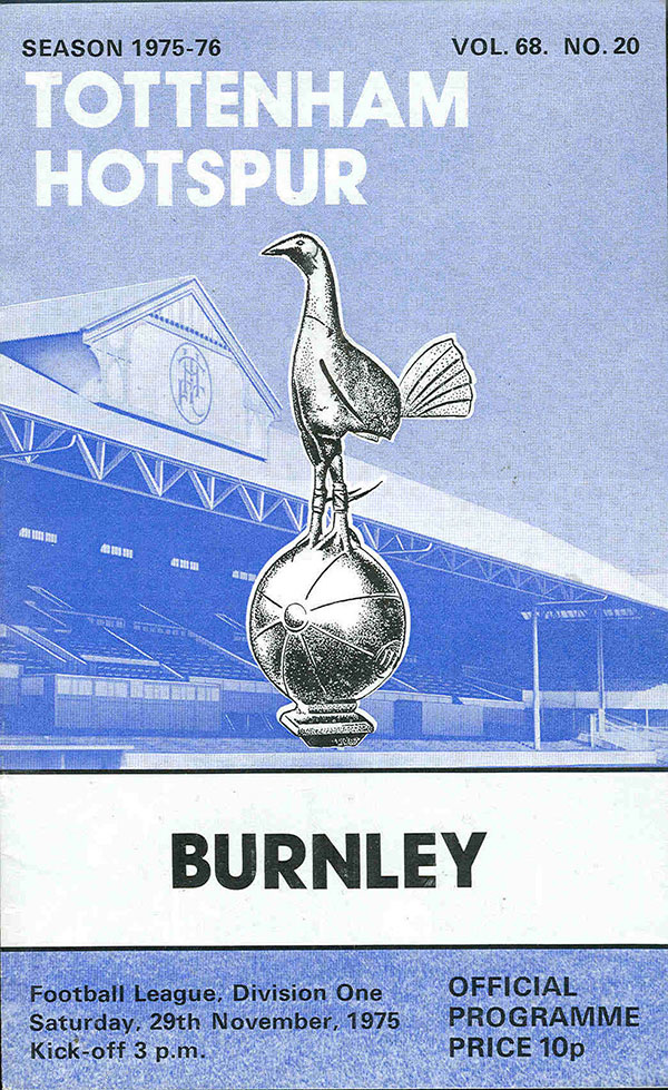 English Football Program: Tottenham Hotspur vs. Burnley (November 29, 1975)