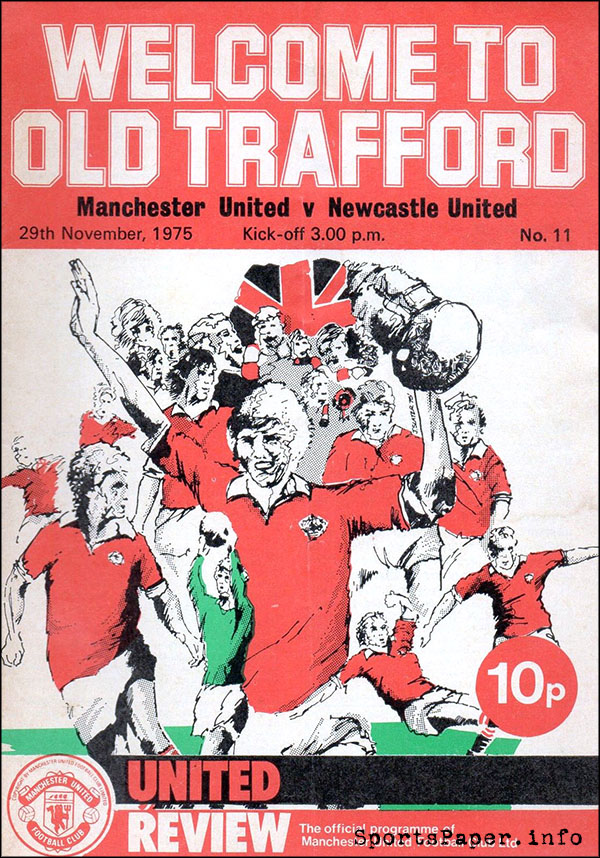 English Football Program: Manchester United vs. Newcastle United (November 29, 1975)