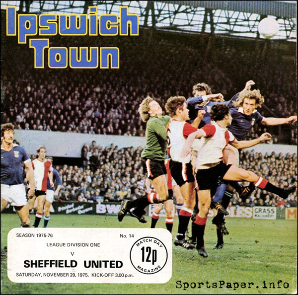 English Football Program: Ipswich Town vs. Sheffield United (November 29, 1975)
