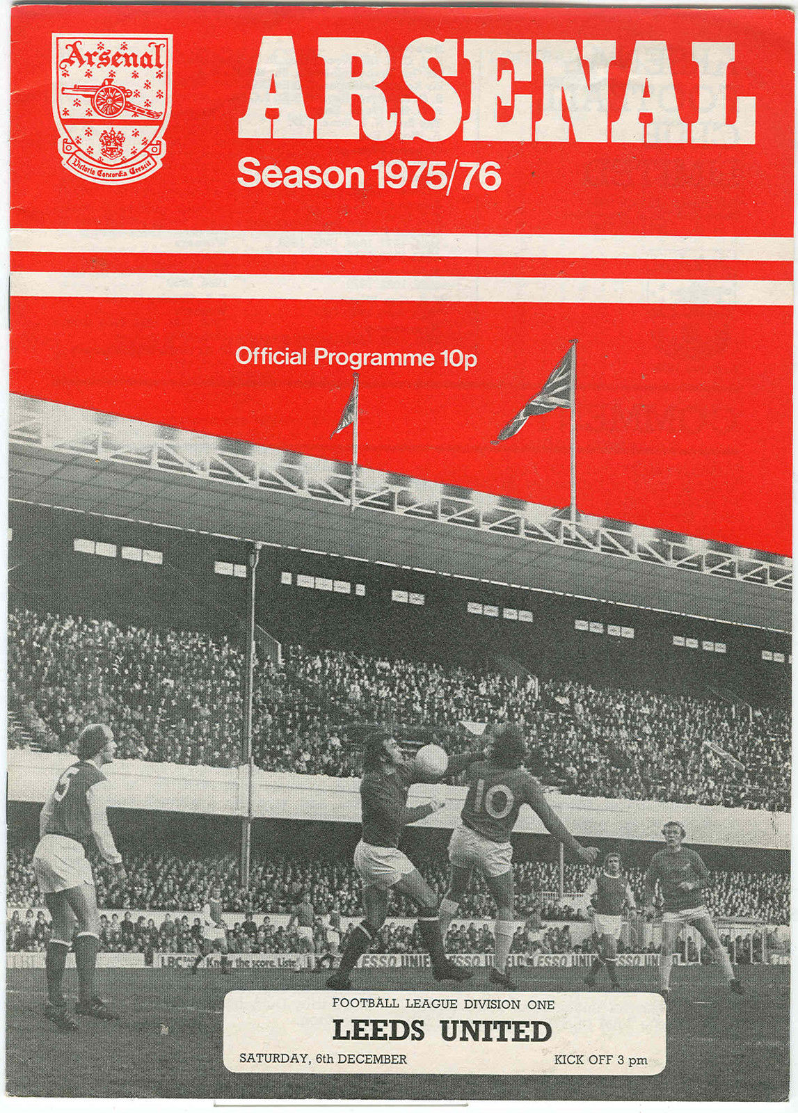 English Football Program: Arsenal vs. Leeds United (December 6, 1975)
