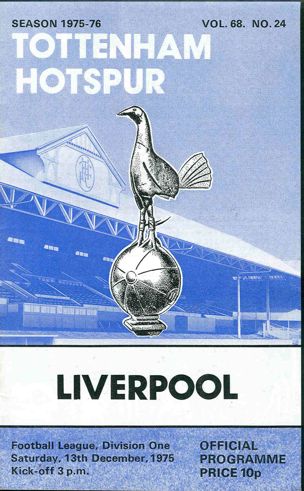 English Football Program: Tottenham Hotspur vs. Liverpool (December 13, 1975)