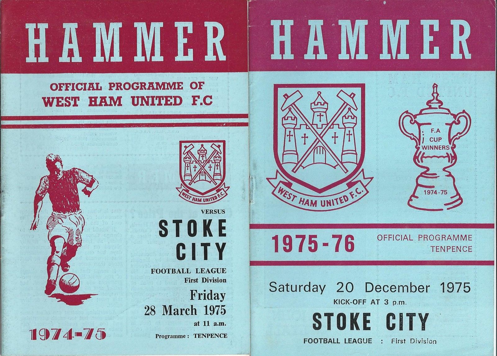 English Football Program: West Ham United vs. Stoke City (December 20, 1975)
