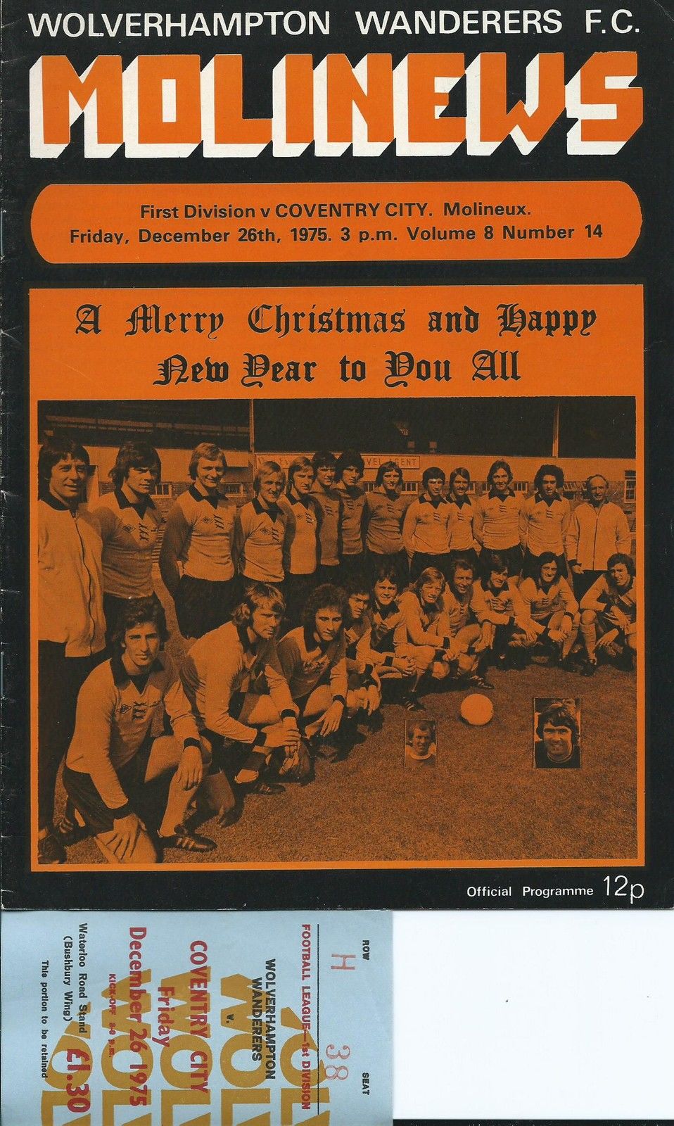 English Football Program: Wolverhampton Wanderers vs. Coventry City (December 26, 1975)